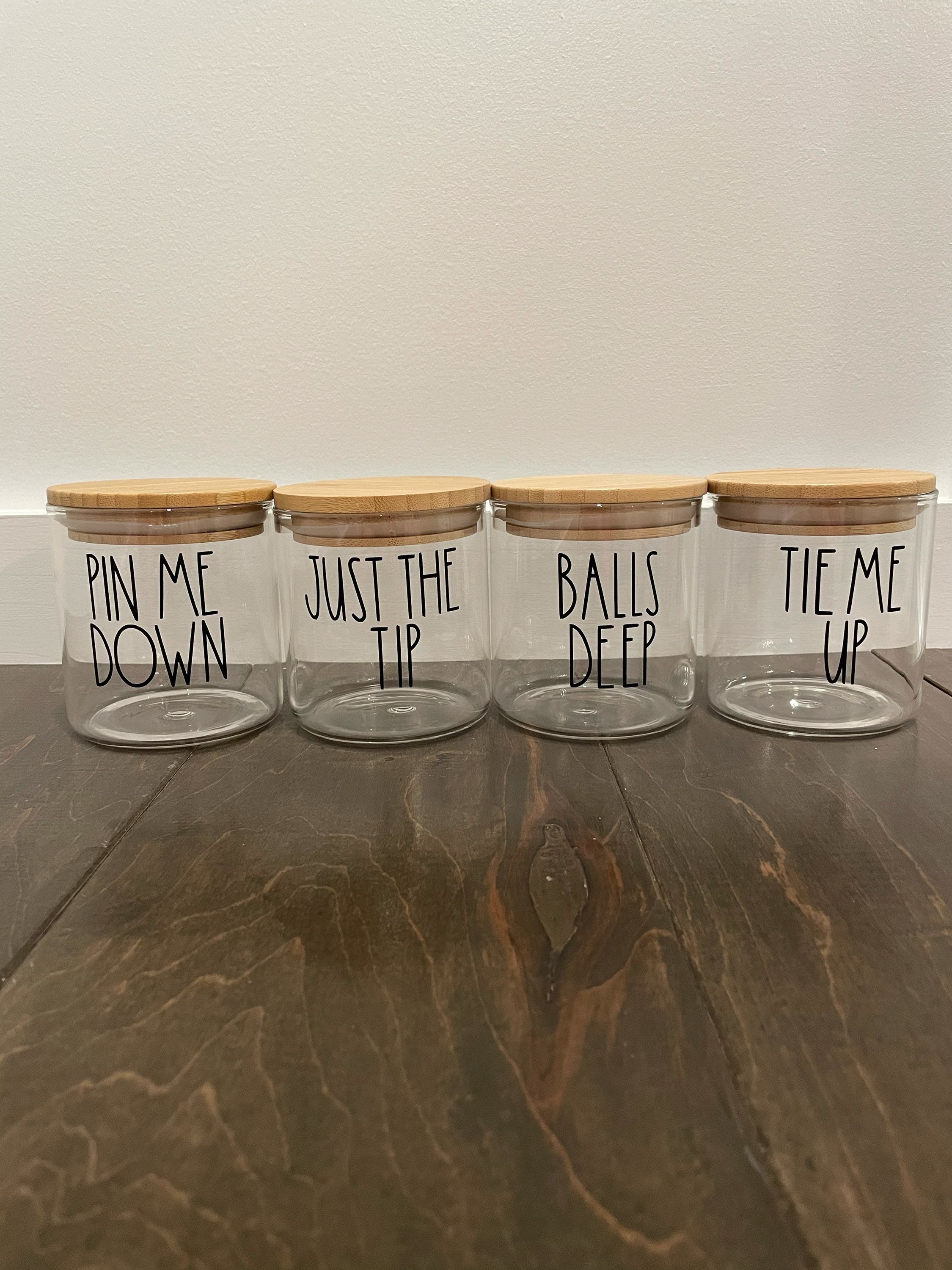 Rae Dunn Inspired Bathroom Storage jars suggestive Etsy