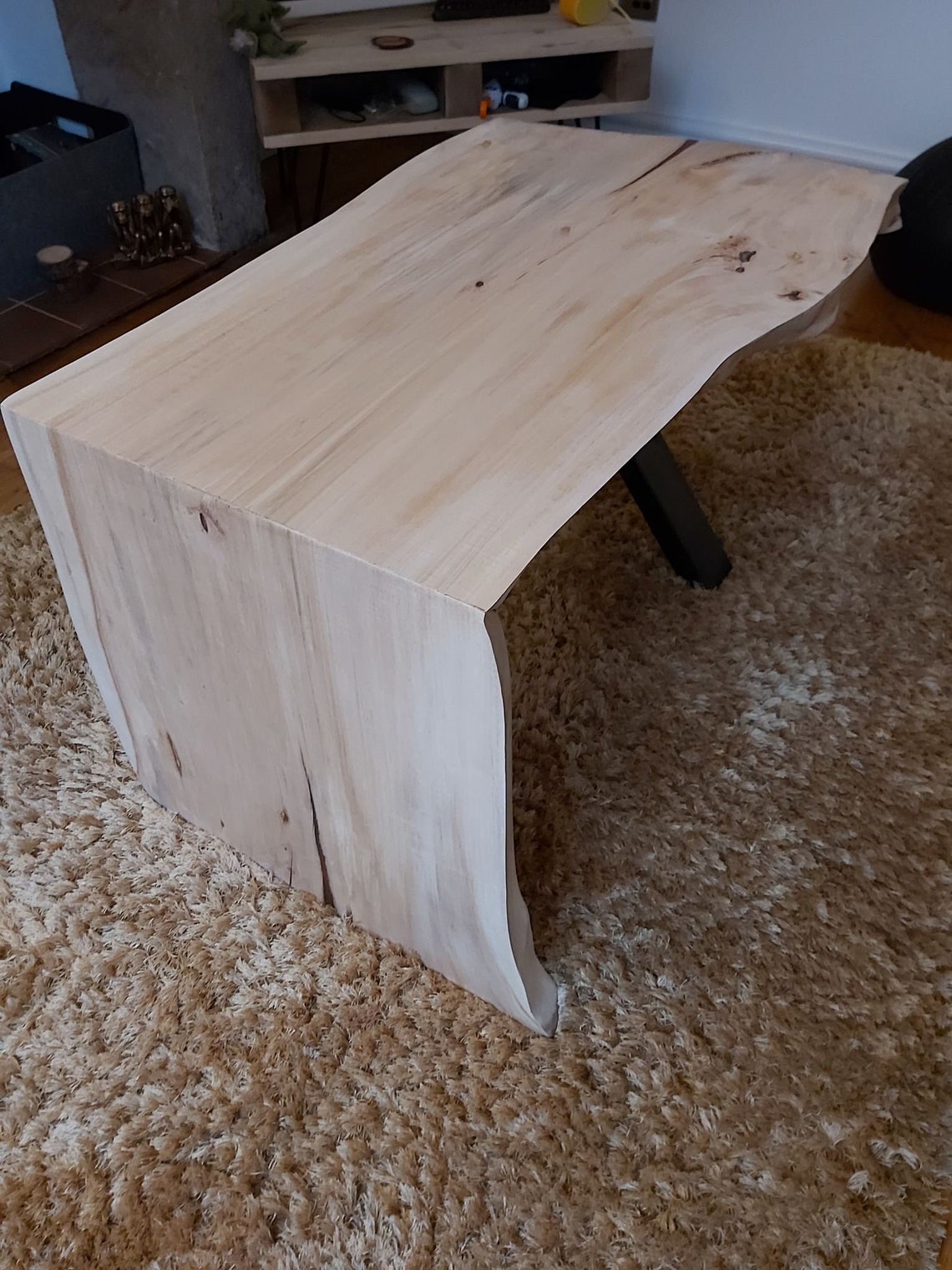 Oak Live Edge Waterfall Table with Epoxy fills Etsy