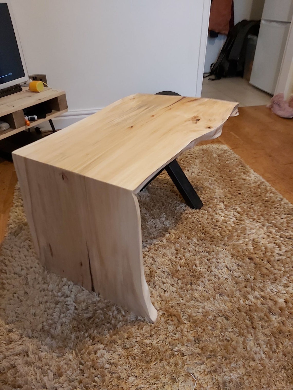 Oak Live Edge Waterfall Table with Epoxy fills Etsy