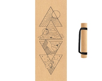 Four Elements SatoriConcept Cork Yoga Mat - 100% Eco-Friendly Cork & Rubber, Perfect Size (72” x 24”) and 4mm Thick, Non Slip