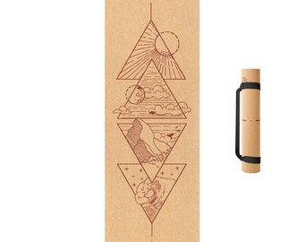 Four Elements (Red version) SatoriConcept Cork Yoga Mat - 100% Eco-Friendly Cork & Rubber, Perfect Size (72” x 24”) and 4mm Thick, Non Slip