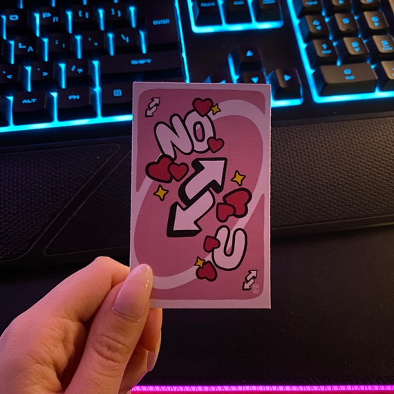 Reverse Uno no U Heart Meme Card Pink Aesthetic Cute 