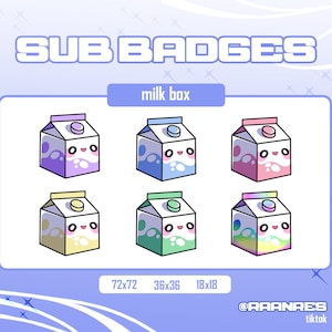 Twitch Sub Emotes Milk Box Japanese Lunch Milk Carton | sub badges for Twitch Discord YouTube streamer | Bit | Cheer | Badges