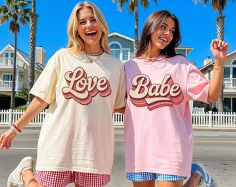 Retro Besties Valentine's Day Tee, 70s Style Matching Shirts