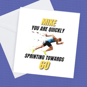 Carte d’anniversaire sprinting personnalisée tout nom et âge peut être fait