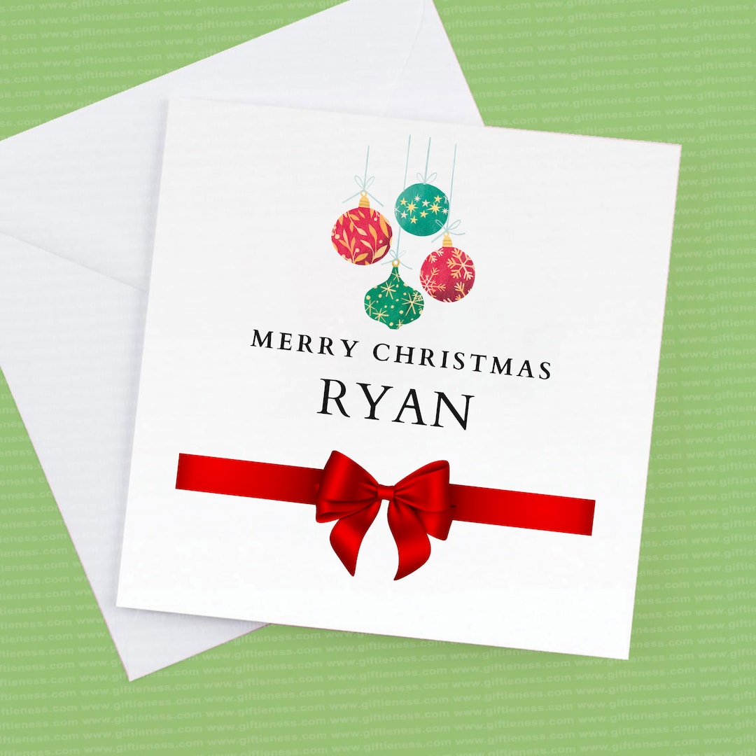 Merry Christmas Personalised Name Card Christmas Card Etsy