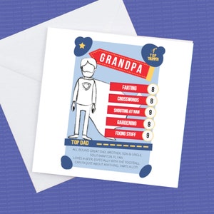 Papá, abuelo, hermano cualquier nombre Top Trump estilo tarjeta personalizada