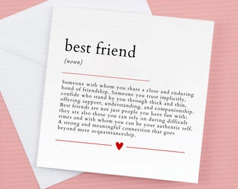 Best Friend meaning birthday card