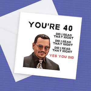 Personalised Age Johnny Depp Card, Johnny Depp Birthday Card, Johnny Depp Fun Card