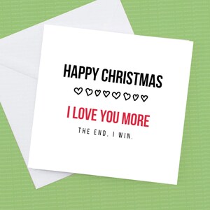 Cartolina di Natale Ti amo di più alla fine vinco, può essere personalizzata
