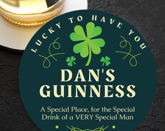 Personalised Name Guinness Coaster - A special place for the special drink of a very special man