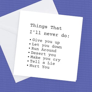 Song Lyric Card things I&#39;ll never do: