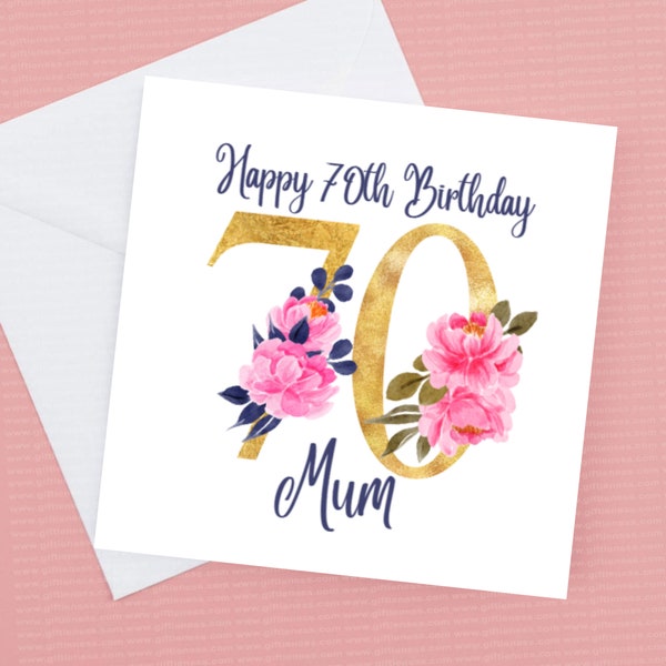 70th Birthday Card Mum - Etsy UK