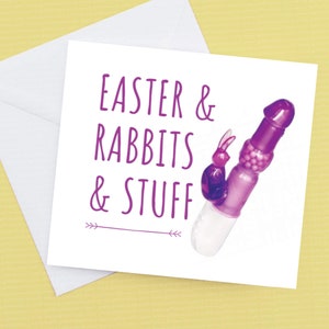 Ostern und Kaninchen und Zeug Osterkarte und Umschlag