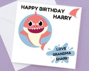 Personalised Happy Birthday Baby Shark card from Grandma Shark