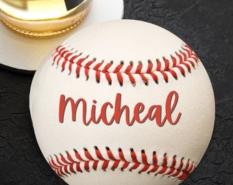 BaseBall design wooden coaster personalised with a name