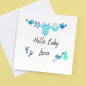 Carte de félicitations pour bébé garçon, Hello Baby