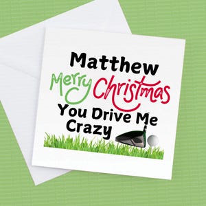 Tarjeta personalizada Feliz Navidad, me vuelves loco, tarjeta de golf