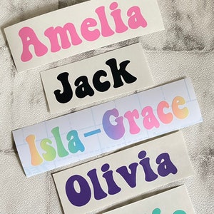 Personalised Disney Vinyl Name Stickers / for Lunch Box Water