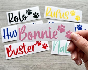 Personalised Dog Cat Pet Bowl Label Paw Pet Name Decal Stickers Vinyl Surefeed Pet bowls