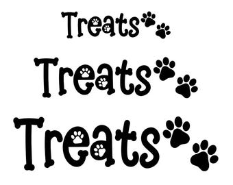 1 x Pet Treats \ Paw \  Dog \ Cat \ Animal \ Decal \ Vinyl Label \ Sticker \ Bowl \ Snacks \ Surefeed \ Pet bowls