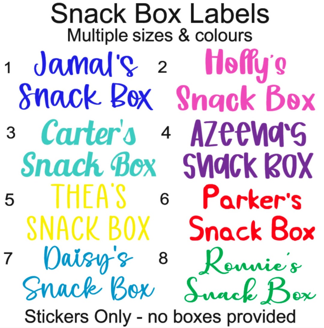 PERSONALISED Custom SNACK BOX Labels for Planes/travel - Etsy