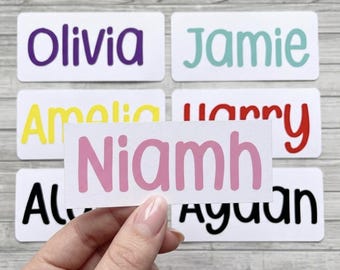 PERSONALISED Custom Vinyl Name Label Sticker Lunchbox Bottle Glass Kids School