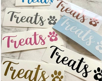 2 x Pet Treats Paw Dog Cat Animal Decal Vinyl Label Sticker Bowl Snacks Surefeed Pet bowls