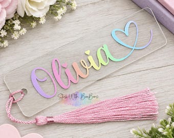 Personalised Acrylic Bookmark | Custom Name Bookmark | Rainbow | Name & Colour Choice | Reading Gift | Gift for Book Lover
