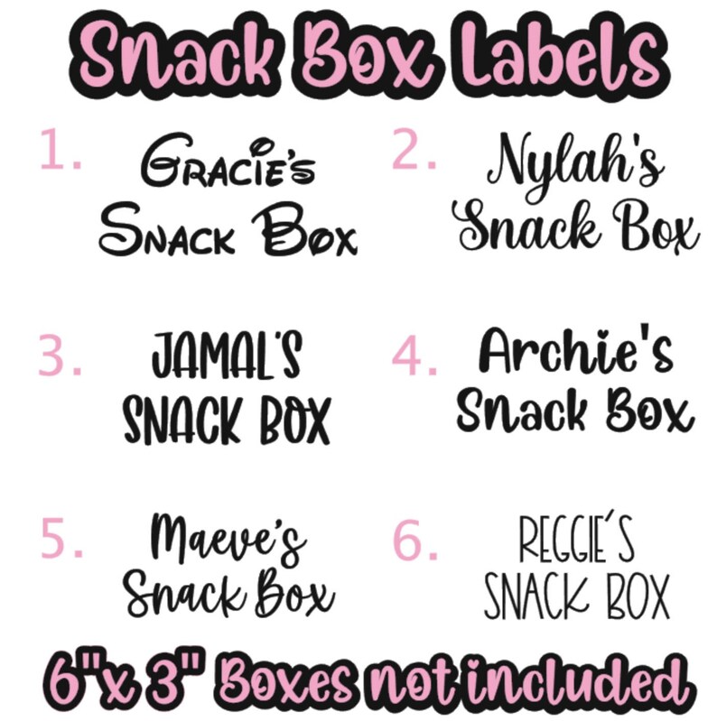 Reggie Label PERSONALISED Custom SNACK BOX Labels for Planes/travel - Etsy