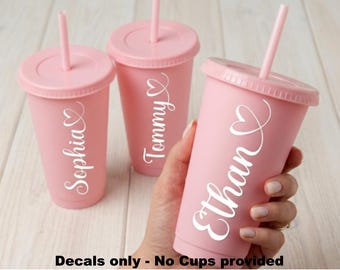 Personalised Vinyl Name Stickers | Custom Decals for Bottles, Lunchboxes (Up to 12 Letters)