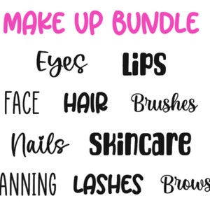 Set of 10 Make Up Vinyl Labels Decals Organisation Face Eyes Brows Stickers Home Ikea Alex Drawers