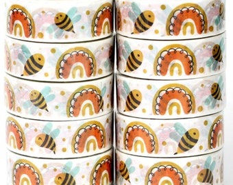 Kawaii rainbow bee washi tape scrapbooking bujo journalling crafting