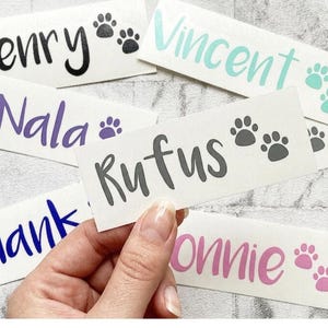 Personalised Dog Cat Pet Bowl Label Paw Pet Name Decal Stickers Vinyl Surefeed Pet bowls