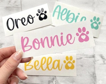 Personalised Dog Cat Pet Bowl Label Paw Pet Name Decal Stickers Vinyl Surefeed Pet bowls