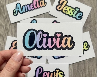 Layered Rainbow Name Vinyl Decal – Custom Label Sticker (Up to 12 Letters)