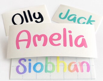 PERSONALISED Custom Vinyl Name Label Sticker Lunchbox Bottle Glass Kids School