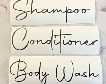 Set Of 3 Shampoo, Conditioner And Body Wash Labels Decal Stickers Vinyl Shampoo Labels