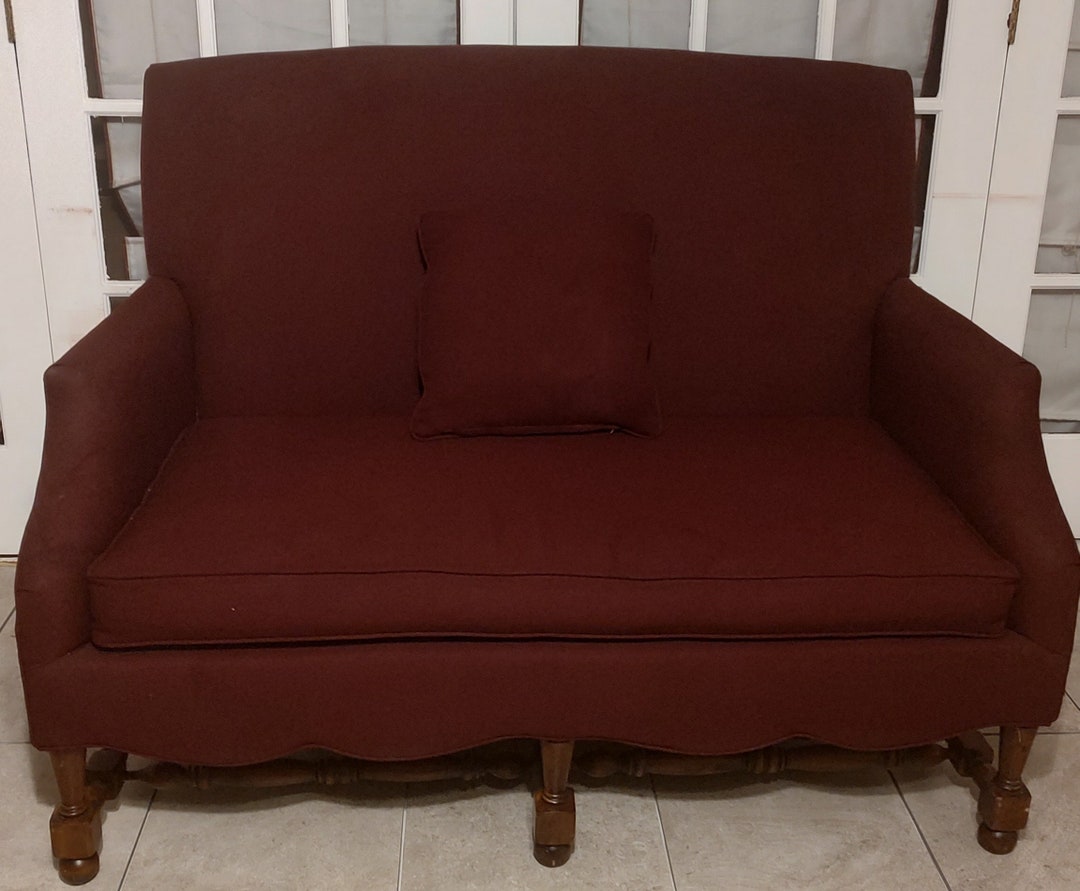 Vintage 2 Seat Sette/loveseat Burgundy - Etsy