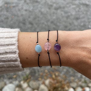Amethyst Armband, verstellbares Edelstein Armband, Baumwollschnur, Kristall Armband, Amethyst Armband, Heilstein Schmuck