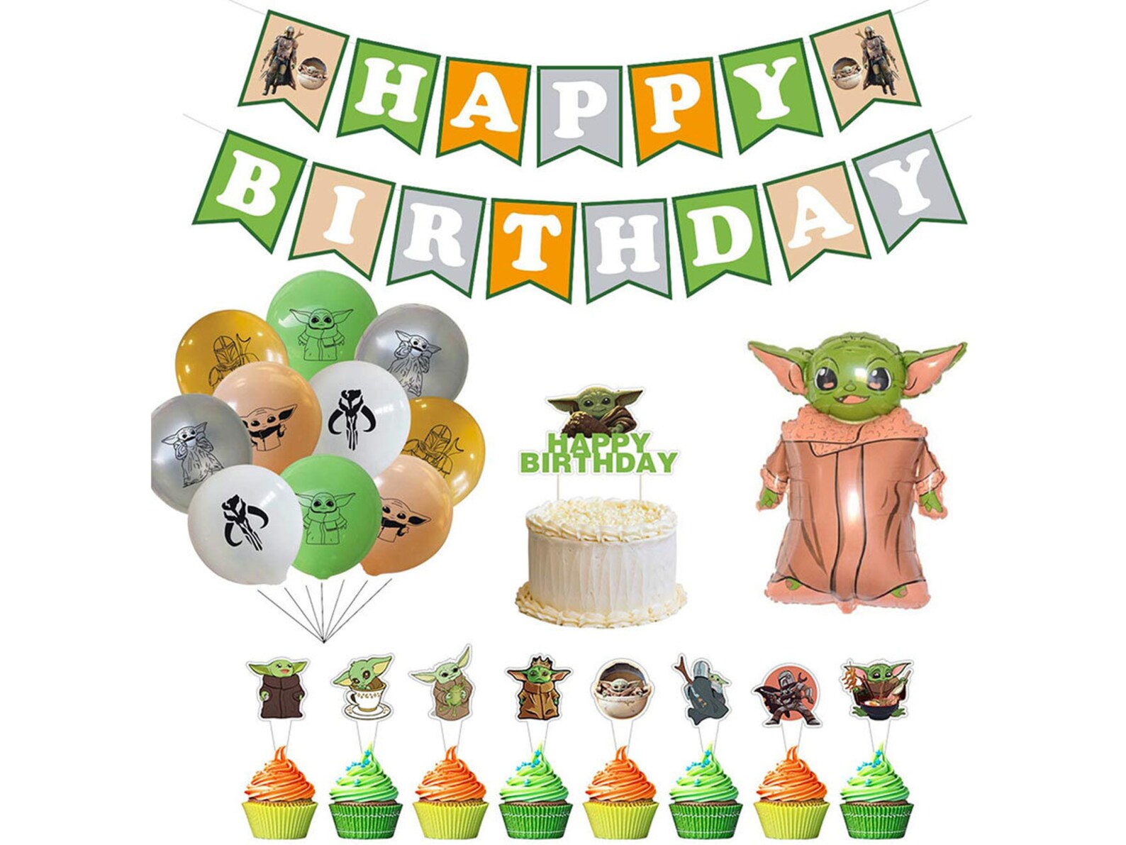 47 Pcs Baby Yoda Party Supplies Star Wars The Mandalorian Etsy