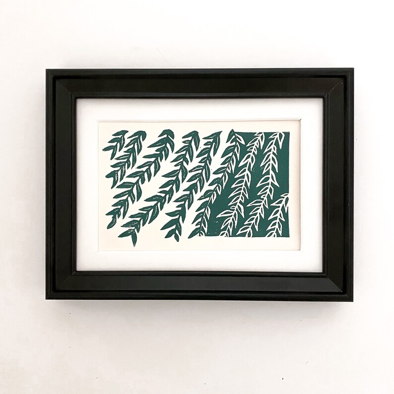 Vines II Blockprint \u2022 Linocut Print \u2022 Leaves \u2022 Vines \u2022 Plant Art \u2022 Plant Pattern \u2022 Art Print \u2022 Green \u2022 Wall Art \u2022 Black and Grey \u2022
