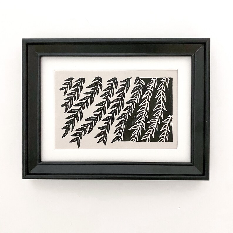 Vines II Blockprint \u2022 Linocut Print \u2022 Leaves \u2022 Vines \u2022 Plant Art \u2022 Plant Pattern \u2022 Art Print \u2022 Green \u2022 Wall Art \u2022 Black and Grey \u2022