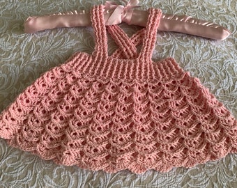 Handmade Baby Crochet Dress. Baby shower gift.