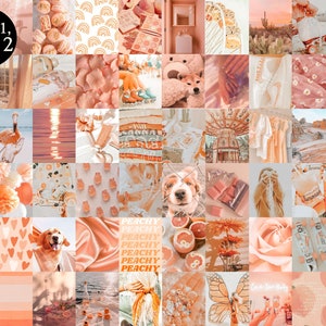 Boujee Boho Peach Aesthetic Wall Collage Kit 60pcs, Instant Download, Wall Collage Kit, Wall Decor, Bedroom Decor, Digital Download