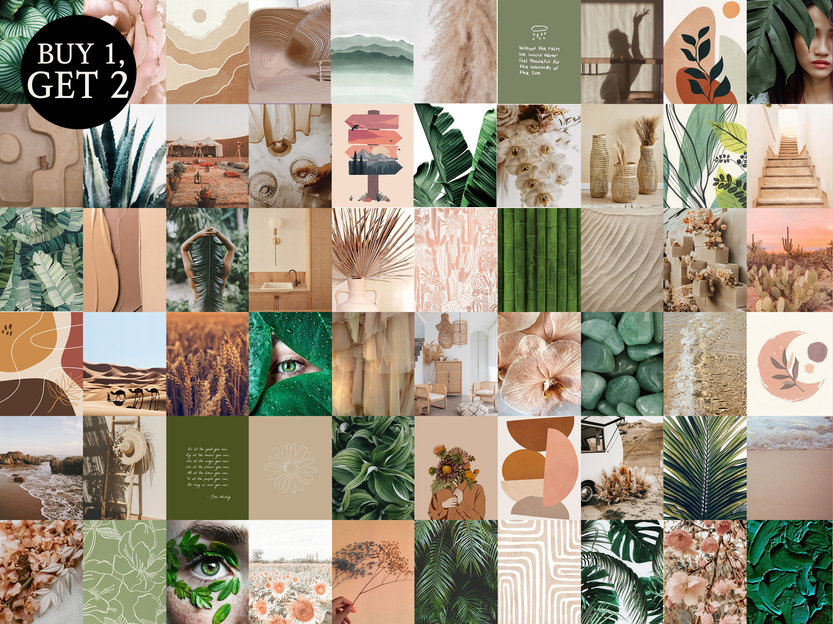 Prints Collage kits green,boho photo collage,nature collage kit PRINTS
