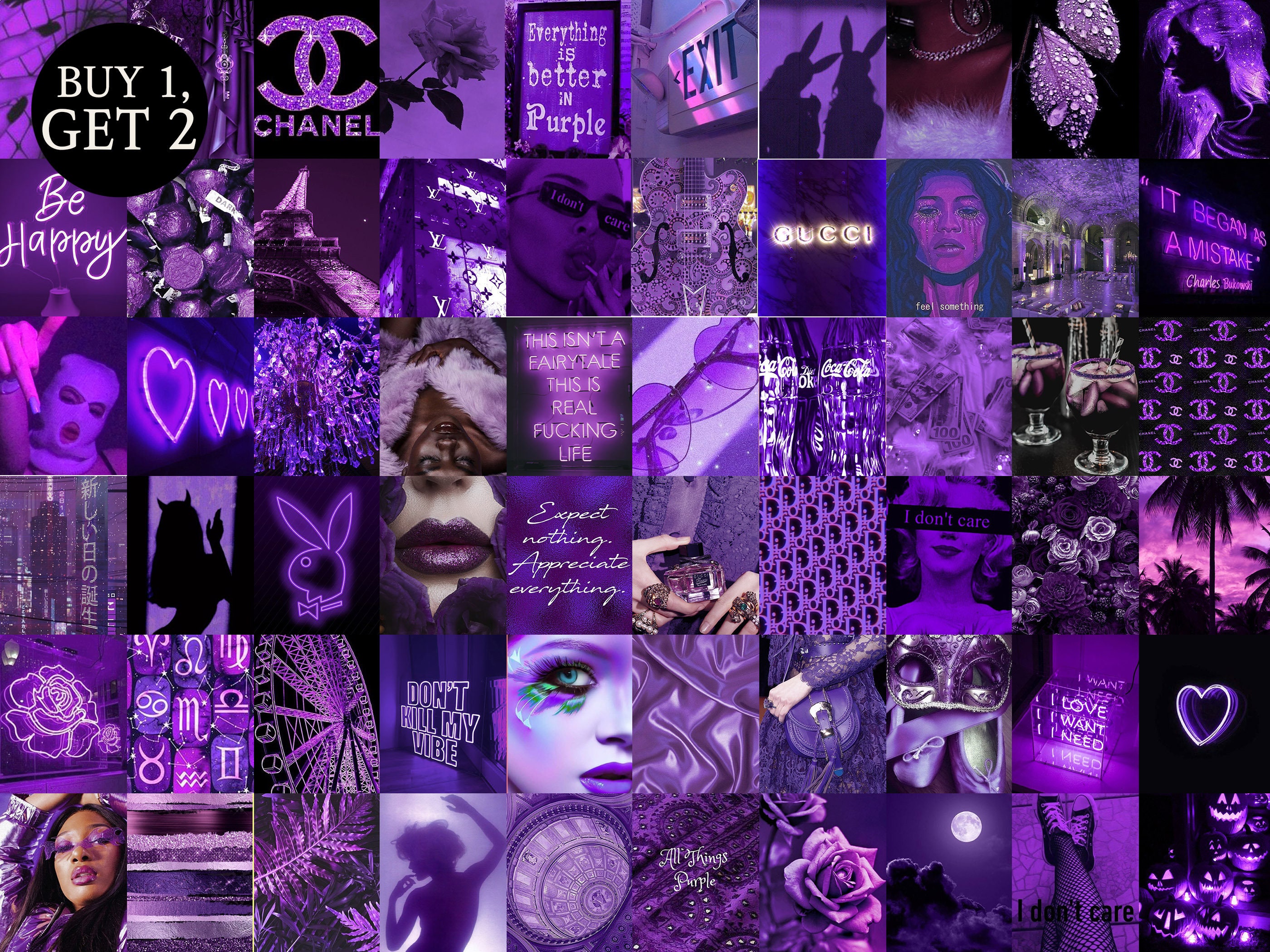 Boujee Dark Purple Aesthetic Wall Collage Kit 60pcs, Instant Download, Wall  Collage Kit, Wall Decor, Bedroom Decor, Digital Download -  Sweden
