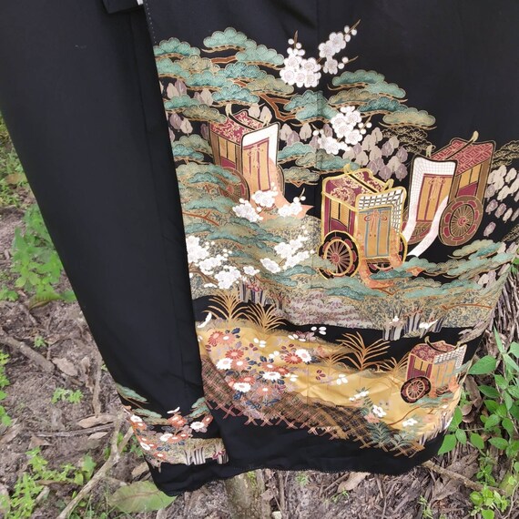 Vintage kimono Japanese village design,long kimono