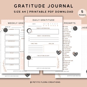 Gratitude Journal Printable Daily Gratitude Journal Printable Weekly Gratitude PDF Gratitude Journal PDF Size A4 Mindful Planner image 1