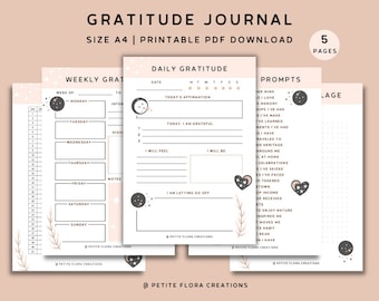 Gratitude Journal Printable | Daily Gratitude Journal Printable | Weekly Gratitude PDF | Gratitude Journal PDF | Size A4 | Mindful Planner